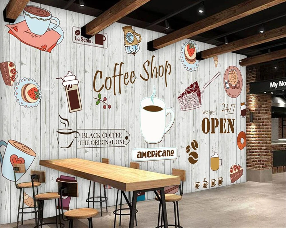 

Custom Wallpaper Mural Abstract European and American coffee shop Bedroom Living Room Background Wall papel de parede Wallpaper