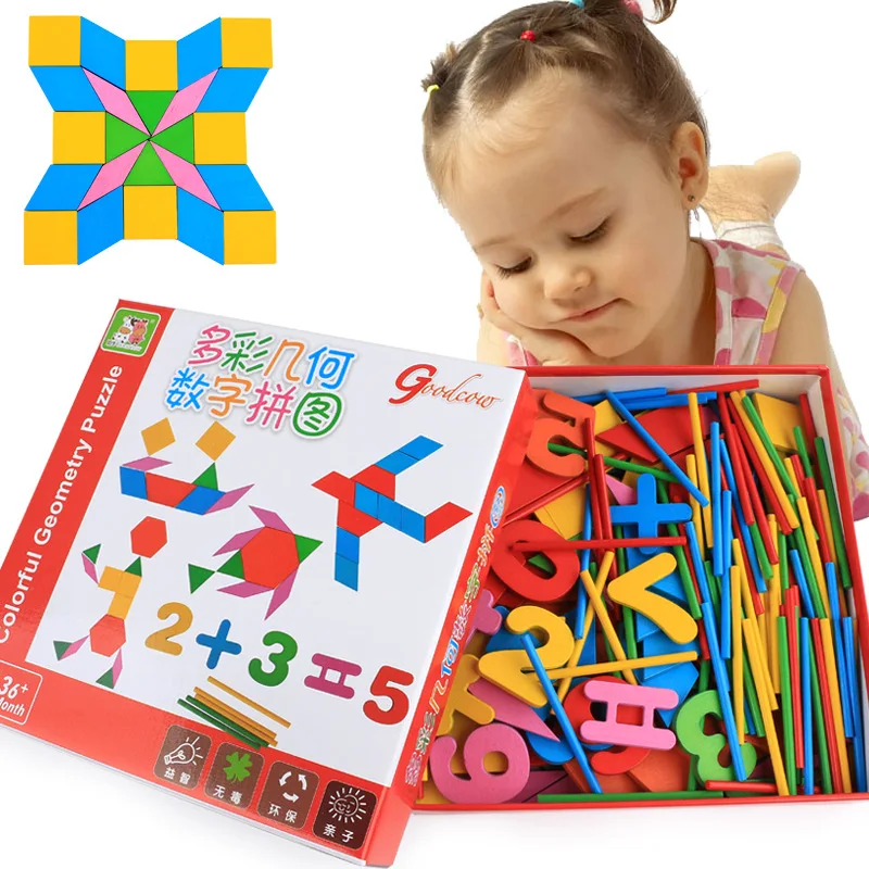 Wooden Baby Toys Wooden Puzzle Jigsaw Boards numbers and shape colorful Education Wooden board Table Game for Children