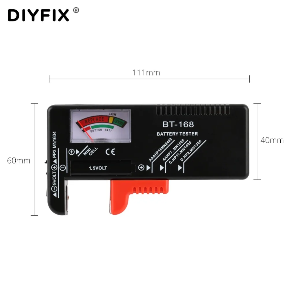 DIYFIX BT-168 تستر البطارية ل 9 فولت 1.5 فولت زر خلية Aaa AA CD العالمي قدرة البطارية الفاحص المدقق التشخيص أداة