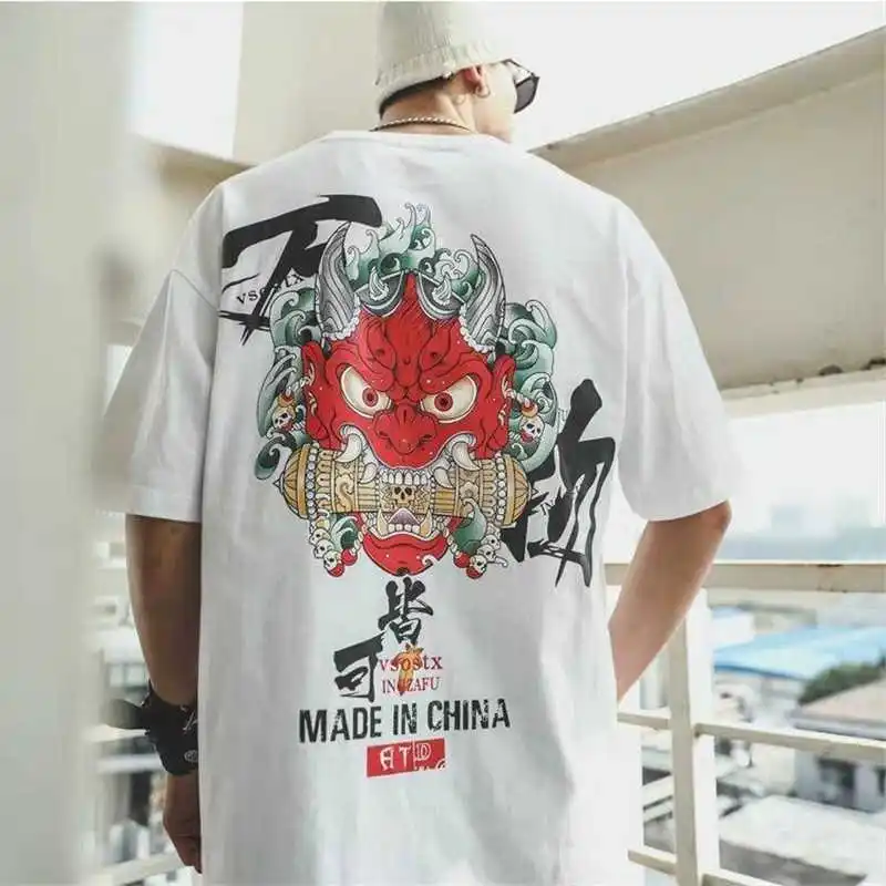 Cotton Cool Oversized T Shirt Gothic High Street Hip Hop T-shirt Men Women Summer Blouse Harajuku Loose Devil Tshirt Streetwear