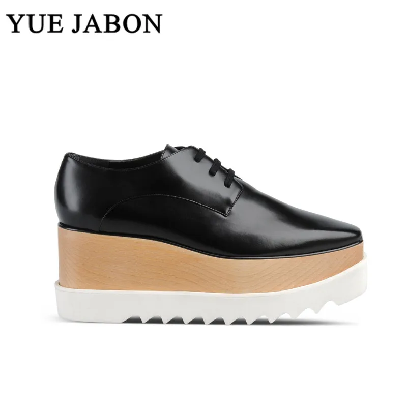 YUE JABON Stars Fashion Women Sneakers Thick Bottoms Waterproof Wedges Lady Loafers Square Toe Increased Platform Casual Shoes