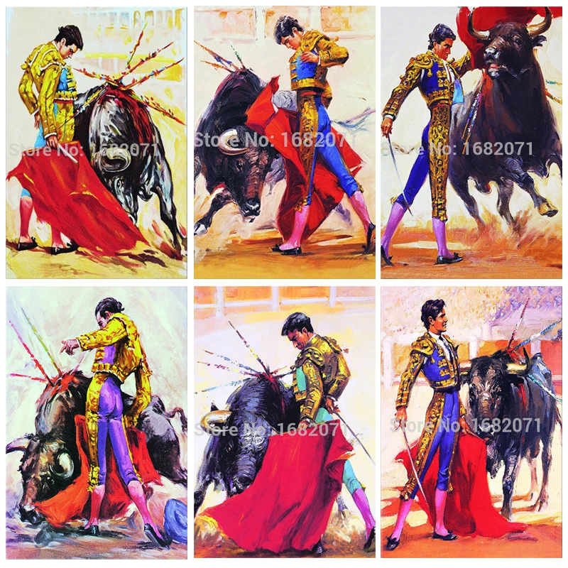 

Skilled Artist Handmade High Quality Abstract Bullfight Oil Painting on Canvas Modern Spanish Bullfight Painting Art for Wall