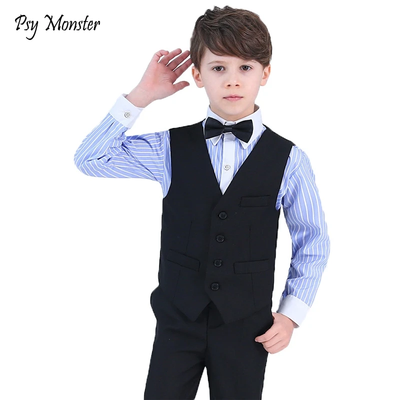 

Boys Formal Blazer Wedding Suit 4PCS Kids Vest+Shirt+Pant+Bowtie Suit for Party & Wedding Boys Birthday Party Costumes