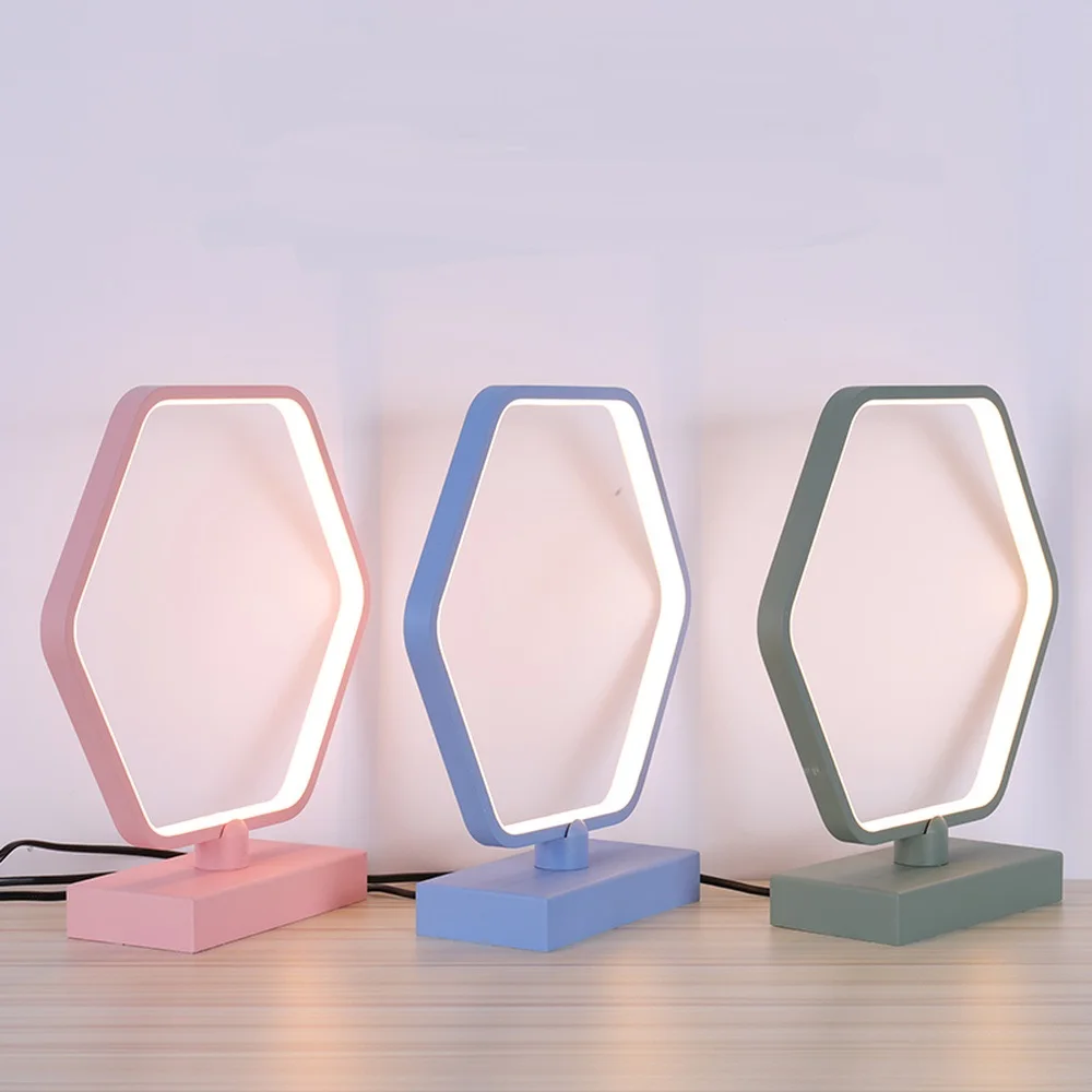 Table lamp bedroom children simple light modern creative Nordic lights living room led lamp hexagonal edge desk lamp  LU8211806