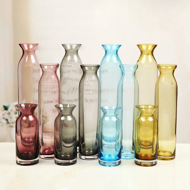 

European Style Color Glass Vase, Long Style Vase, Home Wedding Decoration, Furnishing articles, Creative Tabletop