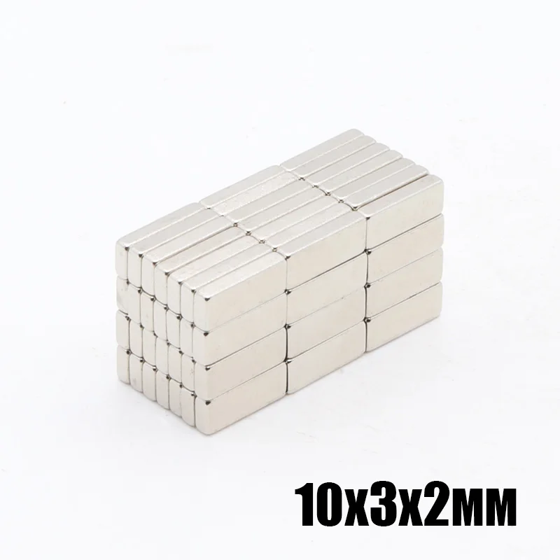 500pcs 10x3x2 mm N35 Strong Square NdFeB Rare Earth Magnet 10*3*2 mm Neodymium Magnets 10mm x 3mm x 2mm