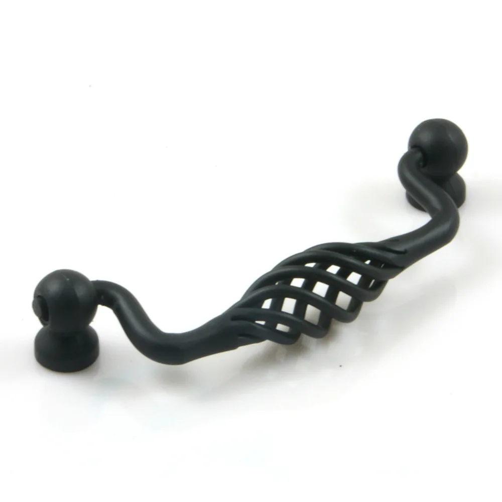 

Free shipping Classic black drawer door handle Iron kitchen pulls Antique birdcage bookcase knobs TV cabinet funiture knobs 96mm