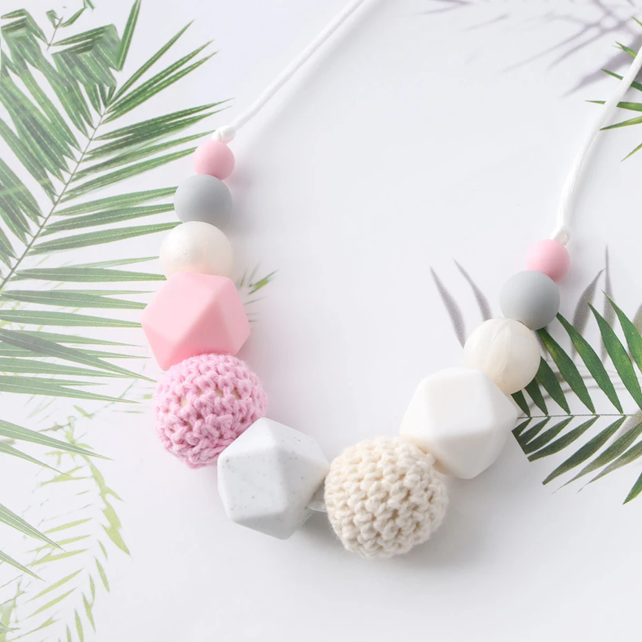 1pc Handmade Women Teething Necklace Silicone Baby Teether DIY Necklace for Infant Baby/Breastfeeding Chew Nursing Jewelry Toys