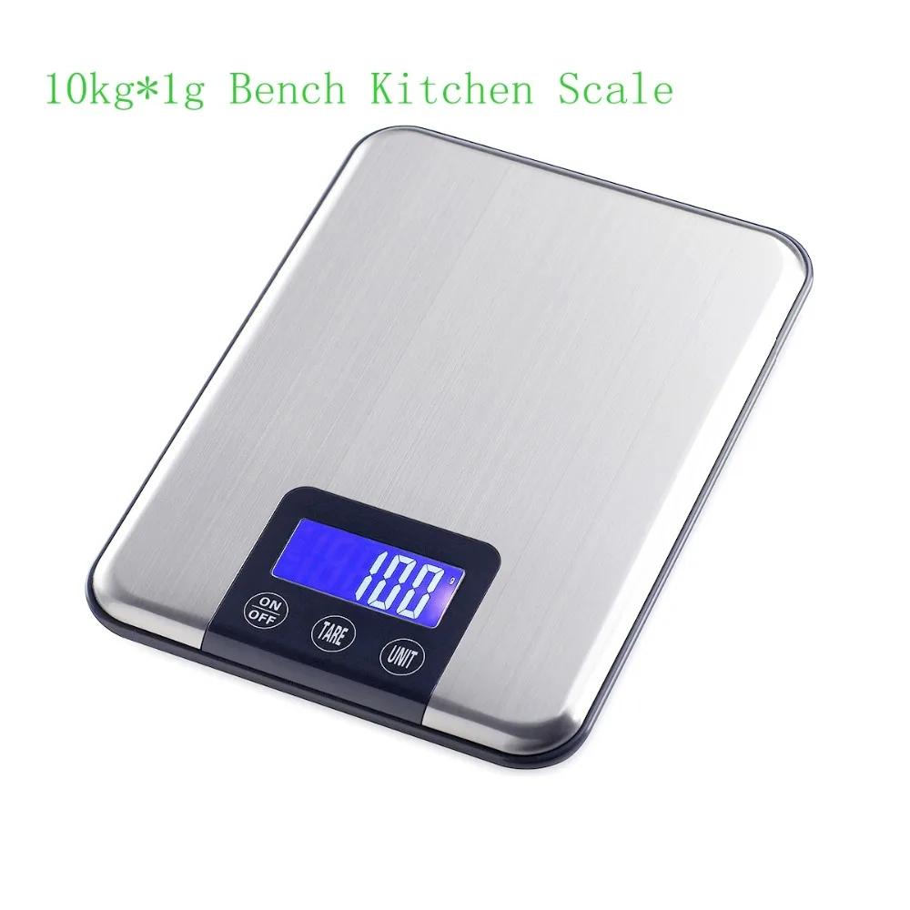 10kg 1g Slim Stainless Steel Digital Scale 10KG Electronic Diet Food Kitchen Scales Touch Grams Weight Balance Blue Backlight