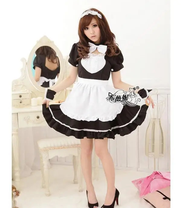 Sexy traje de empregada doce gothic lolita vestido anime cosplay maid uniforme trajes de halloween para as mulheres novo