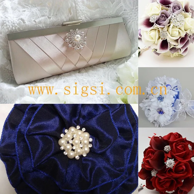 Metal fashion flower Rhinestone button for wedding invotation card