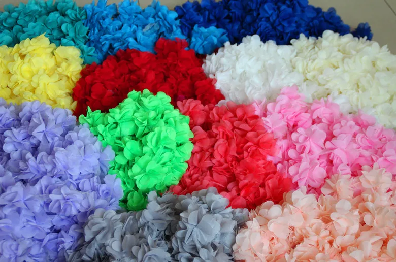 10 yards/lot  3D Chiffon Flowers Guipure Lace Trim Lace Fabric DIY Voile Bridal Bouquets Shoes Corsage Wedding Lace Ribbon