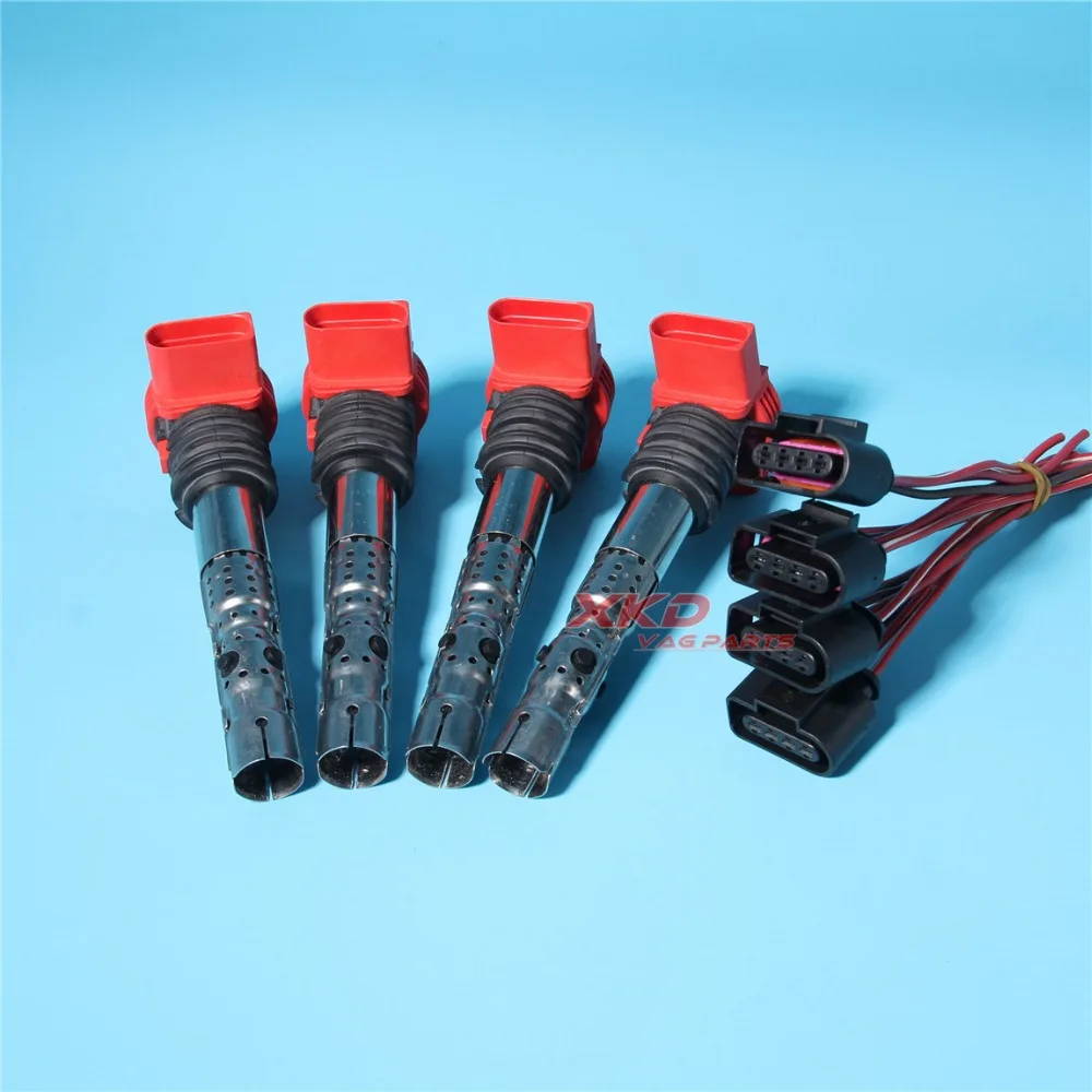 

4Pcs Ignition Coil&Plug Set Fit For AU-DI A4 B6 B7 A6 C5 A8 D3 3.0 V6 06C 905 115 L/ 8K0 973 724