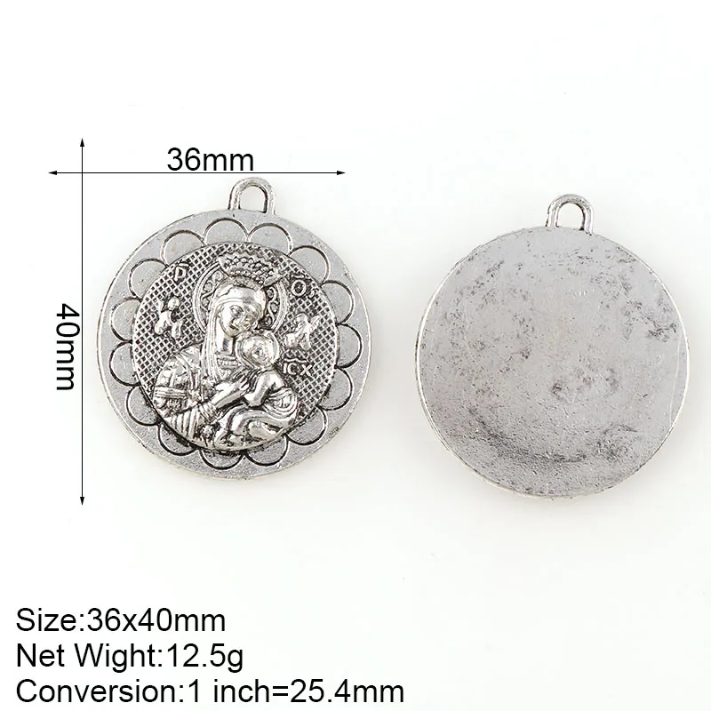 Silver Plated Round Saint Christopher & St. Christopher  Medals Charms Pendants For  Key chain  Religious Necklace Accessories