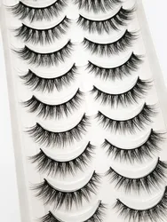 Extensão natural dos cílios postiços, 3D Mink Lashes, Long Fake Lashes, maquiagem para beleza, 54, 10 pares, novo