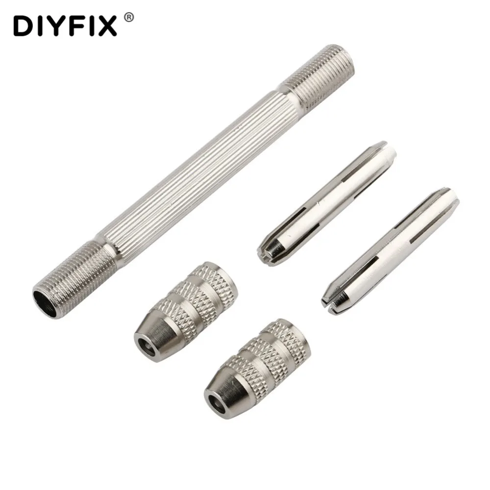 DIYFIX-Juego de brocas giratorias, kit de herramientas rotativas de perforación de carpintería, Mini Micro taladro manual de aleación de aluminio con mandril sin llave, 10 Uds.