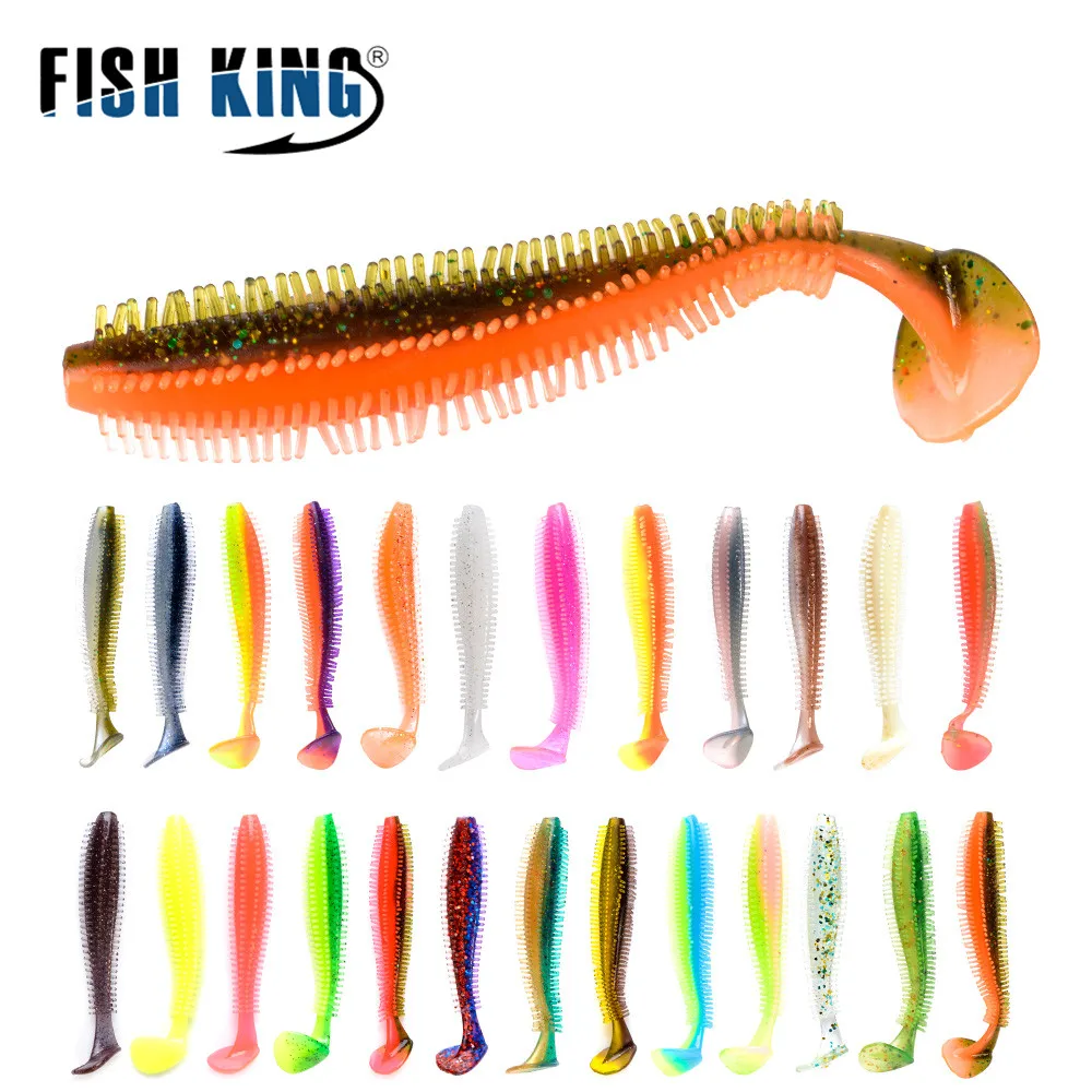 

FISH KING 9/12cm Silicone Bait Smell Soft Fishing Lure 4-5pcs Jigging Worm Shad Artificial Fishing Bait For Bass Wobblers