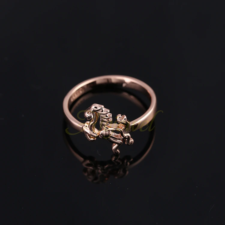 Ajojewel Rose Gold-color Woman Ring Cute Horse Animal Jewelry Unique Gifts