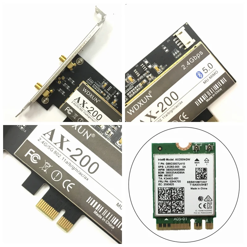 Imagem -04 - Adaptador Wifi sem Fio Pci Desktop Express Dual Band Ax200ngw Wi-fi Bluetooth 5.0 2400mbps Ax200802.11a11 Windows 10