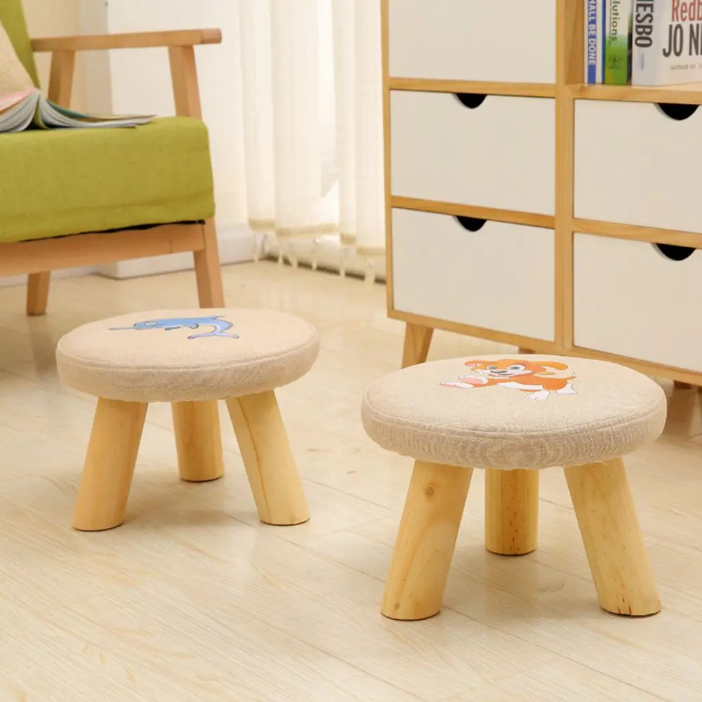 Small Soft Stool,Shoe Bench Home Sofa Stool Animal Linen Solid Wood Table Stool Footstool For Adults And Children Stool