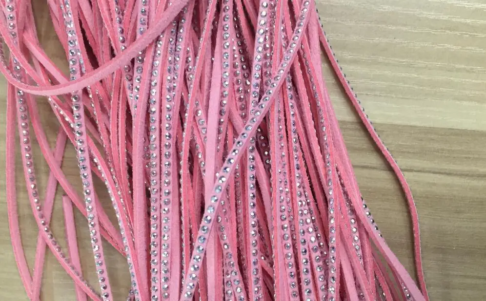 

100m 3mm Pink Studded Faux Suede Leather Cord Silver Studs Faux Leather String Jewelry Findings|Microfiber Craft Supplies