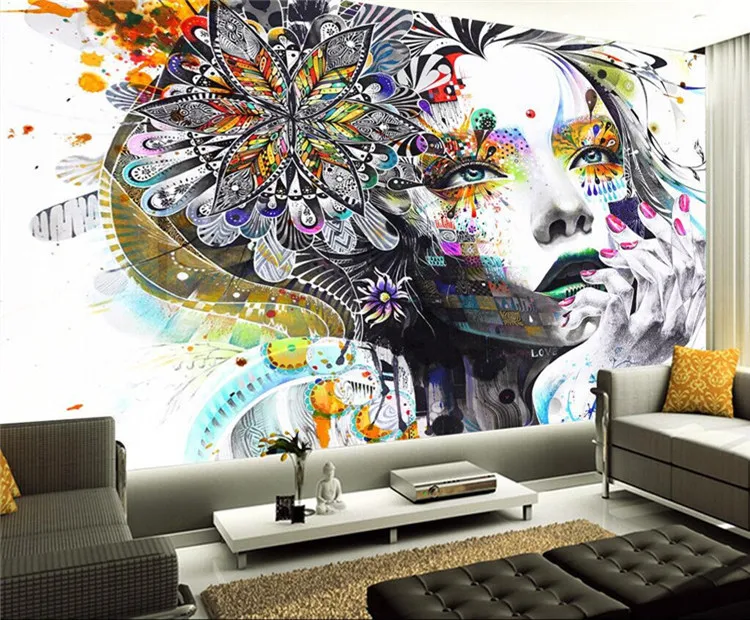 

Personality Simple Wallpaper Painted Watercolor Beauty Makeup shop Sofa TV Background Wall Paper Waterproof Wall covering Mural