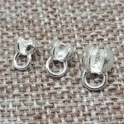 10 Pieces of 925 Sterling Silver Crimp Cover Bead with Close Jump Ring 2.5mm 3mm 4mm 5mm 6mm