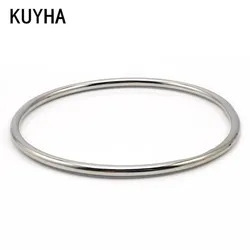 Jewelry Metal Silver Color Thin Bangles Bracelets for Women Simple Classic Round Diametre 60mm 65mm 70mm Bangles Ladies Design