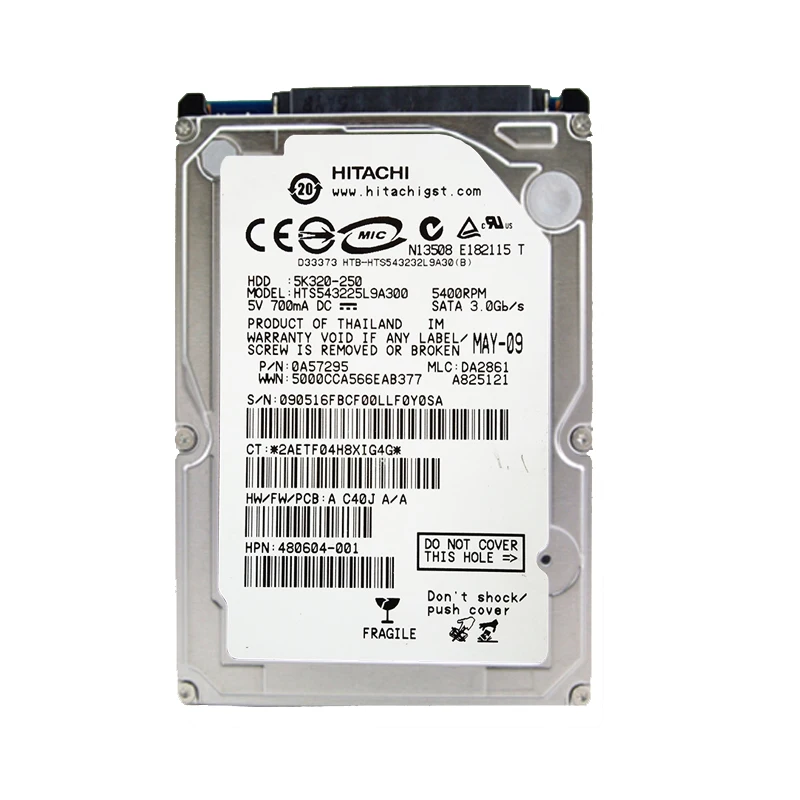 HGST 히타치 브랜드 노트북 PC용 정품 분해 중고 하드 드라이브, 2.5 인치 250GB SATA2-sata3 노트북 HDD 하드 디스크, 5400-7200RPM