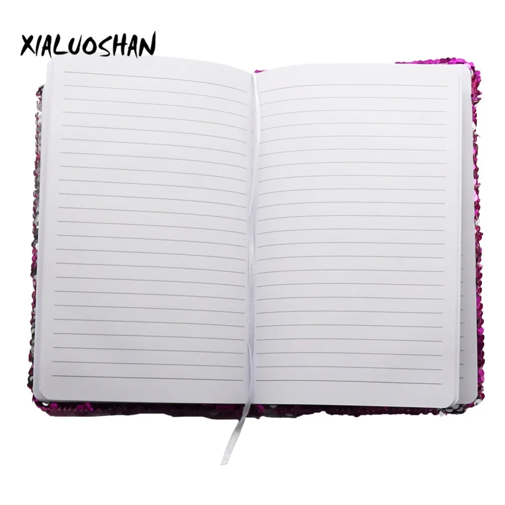 1 Pc Little Girl Modeling New Brand Double-sided Sequins Notebook Creative Sparkling Notebook Student Supplies Writing Tools