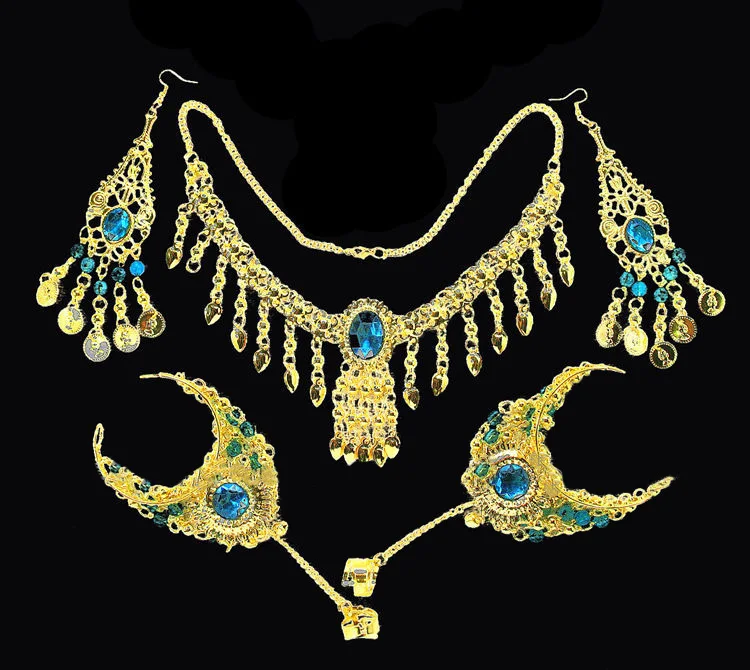 Women Belly dance jewelry 6 pcs/set Wholesale Indian belly dance wear belly dancing accessories necklace jewelry set for lady