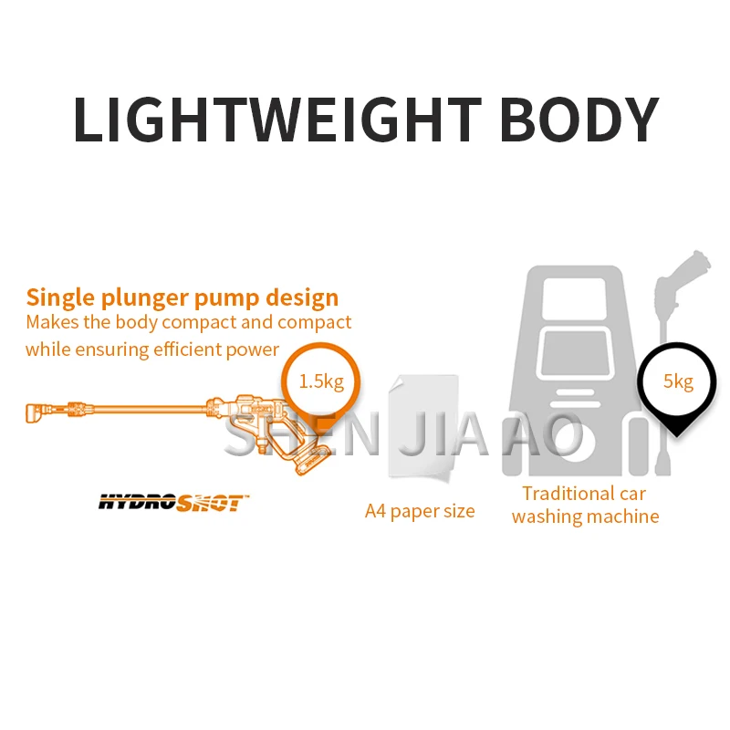 Lavadora de coche inalámbrica de alto voltaje WG629E, batería de litio, artefacto portátil recargable para el hogar/batería de litio de 20V