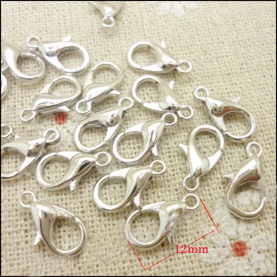 High Quality 100 Pieces/Lot 6mm*12mm Rhodium Bronze Gold Color Diy Jewelry Making Accessory Lobster Clasp Charms Wholesale