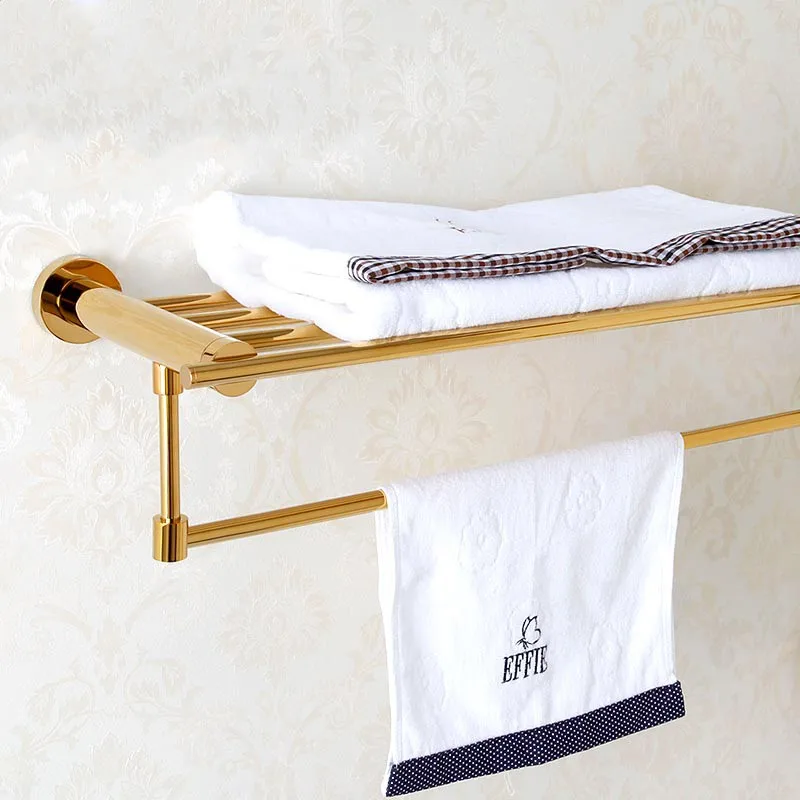 60cm/23.6inch Gold Brass Bathroom towel holder shelf ,double towel bar, towel rack solid brass towel rack Bathroom Accessory