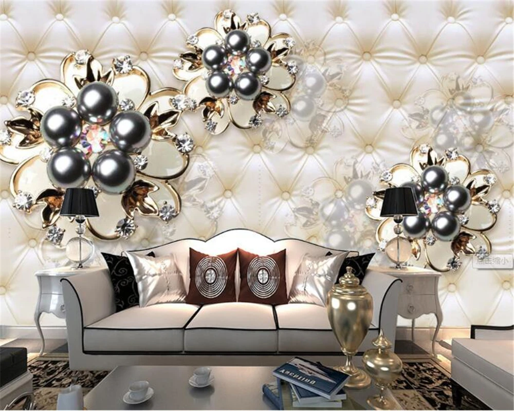 

Beibehang 3D wallpaper imitation soft bag jewelry rose flower TV background wall living room bedroom background wallpaper mural