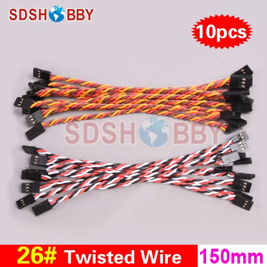 

10pcs* 26#/ 26AWG Twisted Wire 15cm 150mm Connecting Line for Flight Control/ Male-male Servo Wire- JR/ Futaba color