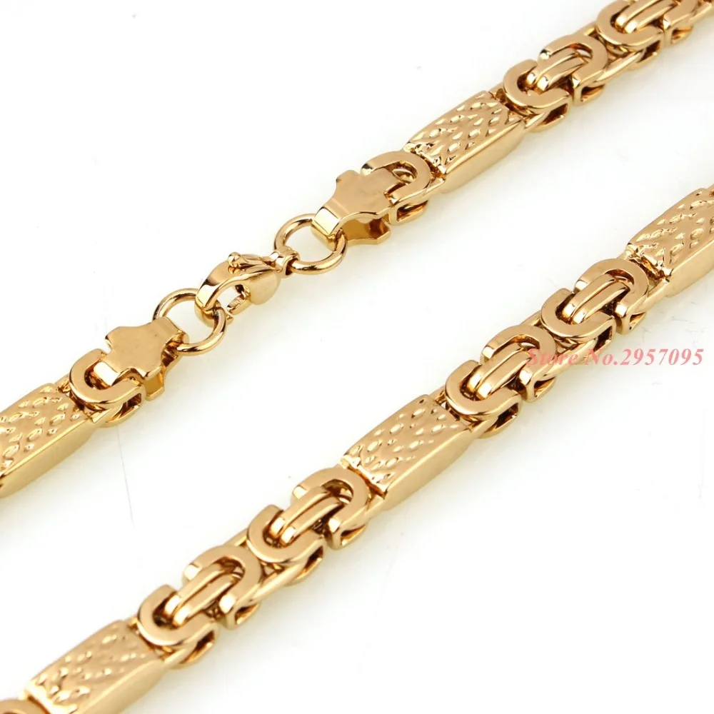 6mm 55cm/22cm set Men Women Bracelets Necklace Set Jewelry Punk Byzantine Style Stainless Steel Links Chains Cool Gift