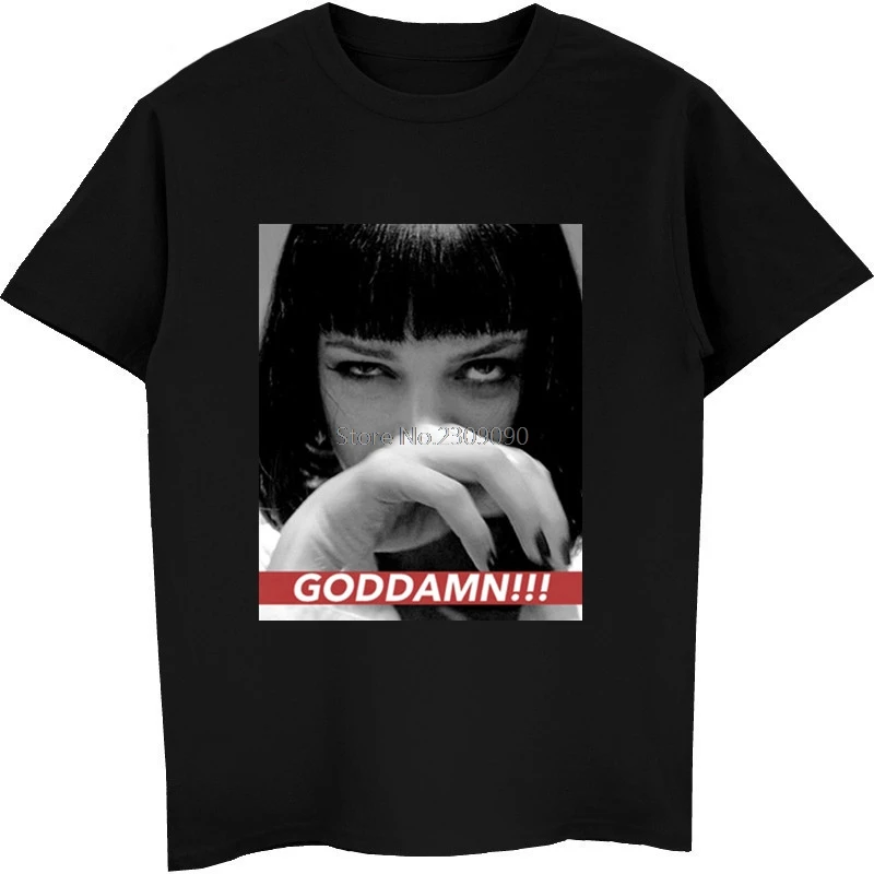 Mia Wallace Quentin Movie Pulp Fiction T-Shirts Men's Cotton Short Sleeve T-Shirt Hip Hop Tees Tops Harajuku Streetwear