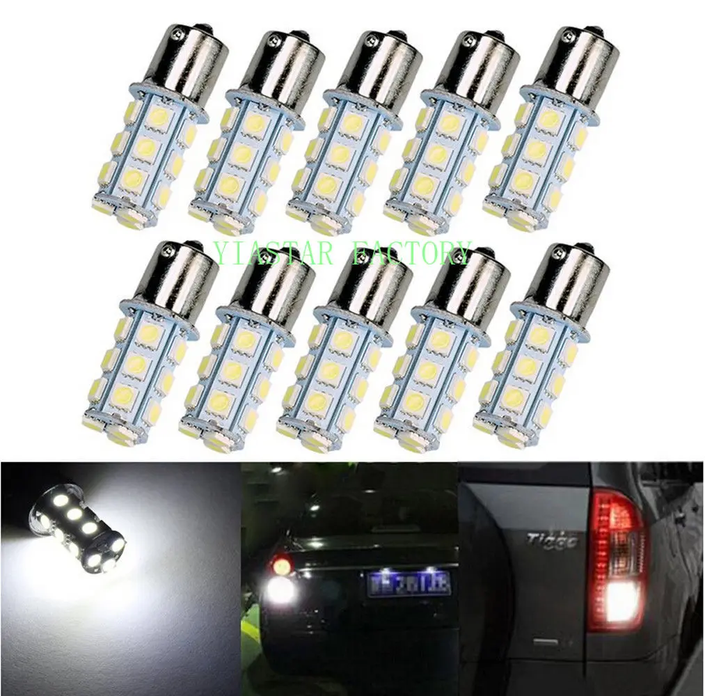 

100pcs S25 1156 led BA15S P21W 1157 bay15d 18 SMD 5050 LED P21/5W Auto Car Signal Reverse Led Lights Red yellow 12V Auto LED