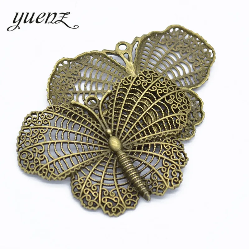 2pcs  Hot Sell Exquisite vintage butterfly Alloy Charms Pendant for Jewelry Making Accessory 68*46mm D275