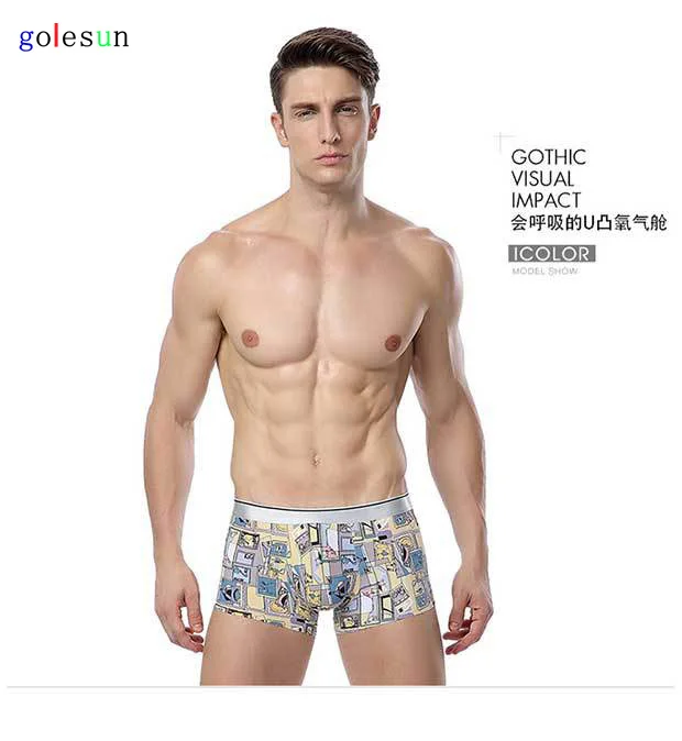 

Free shipping golesun men new fashion seamless icesilk boxers lower waist male panties most style underwear