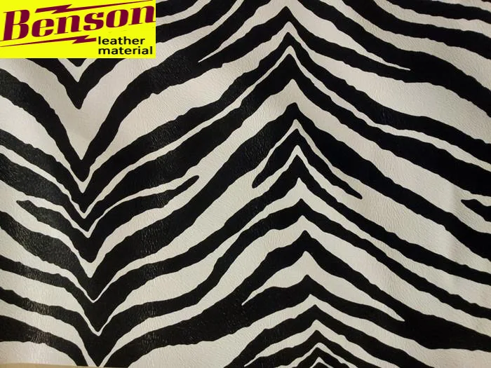 Black And White Stripe Synthetic Pvc Leather Imitation Imitation Zebra Skin Fabric Material