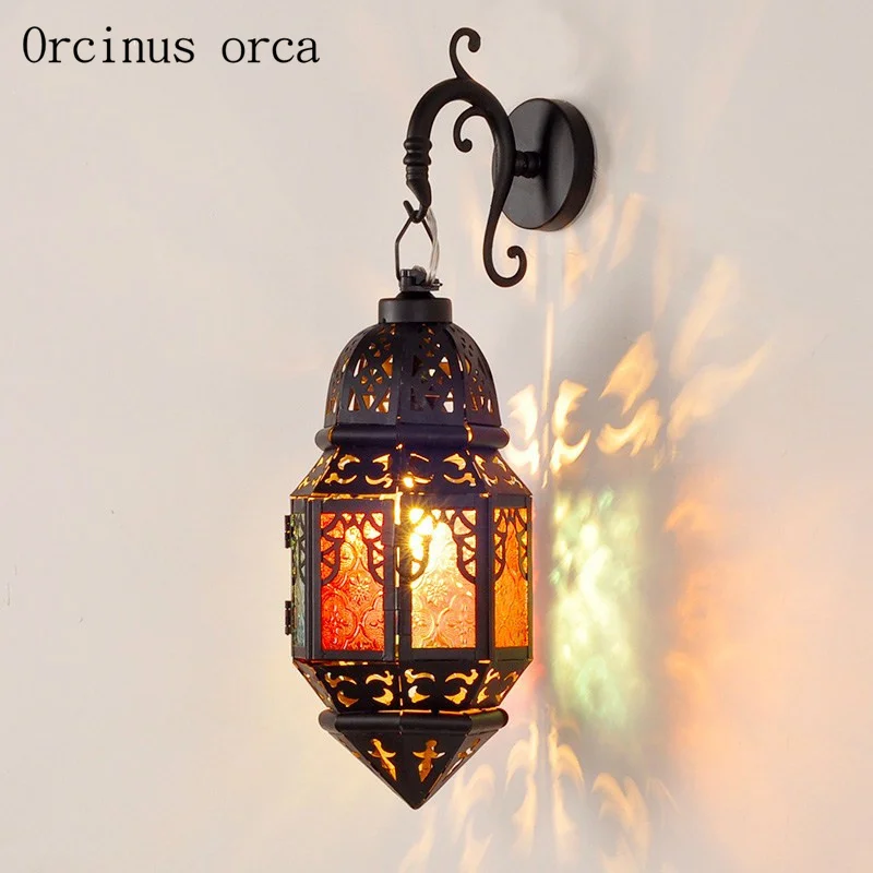 

Mediterranean countryside national style color LED wall lamp bar and hallway Thai Southeast Asian creative iron wall lamp