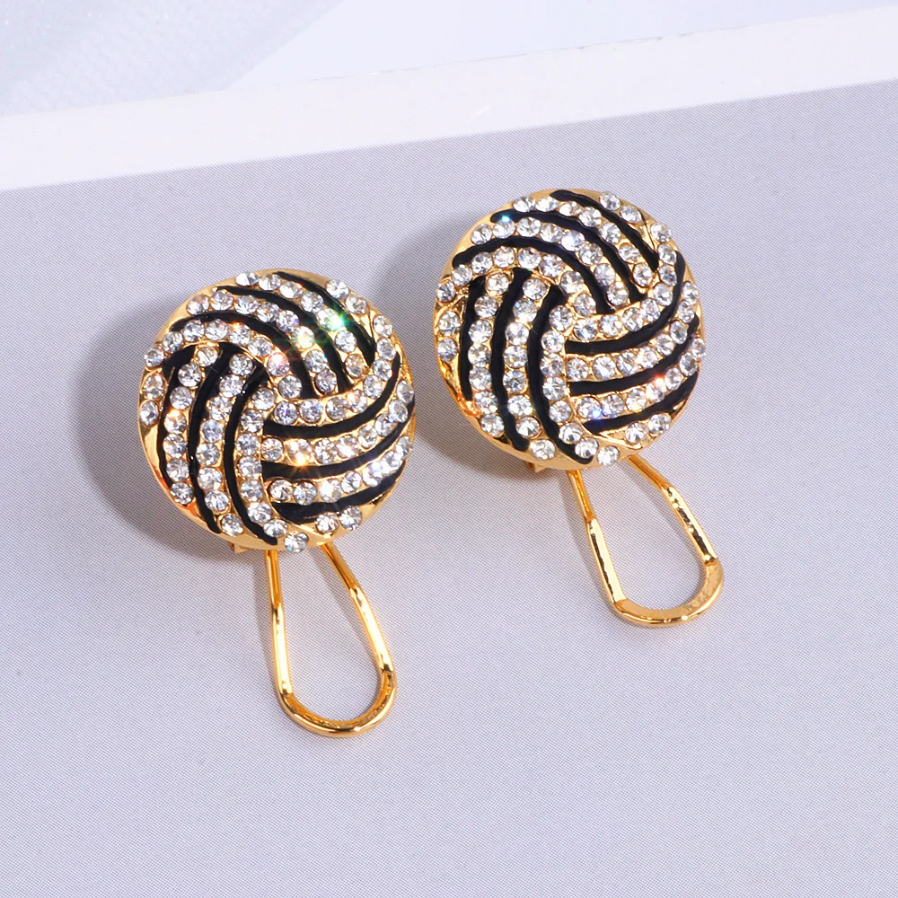 Trendy Element Gold Color Round Stud Earrings for Women Charm Shining Full Crystal Circle Earrings Wedding Jewelry Gift WX238