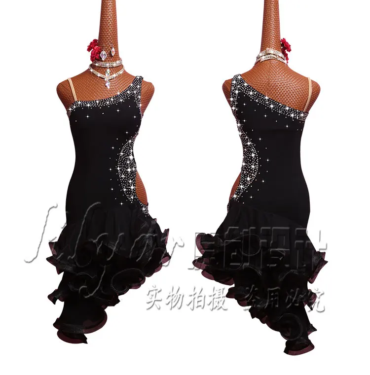 

New latin dance dress Skirt Elastic Net Perspective Skirt Fishbone Skirt Sexy Hollow