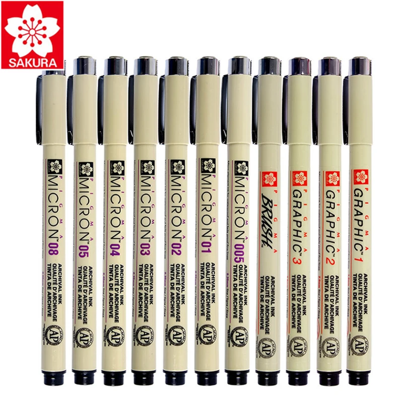 Japan Sakura Pigma Micron Fine Line Pens Set Multi-Color Needle Drawing Brush Pen XSDK-6P/4P/7P Sketching Art Supplies