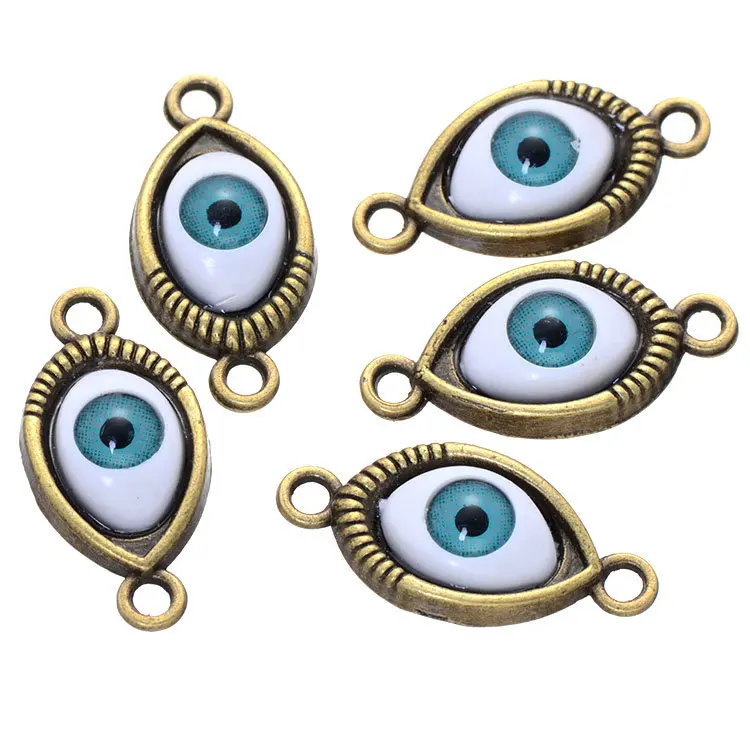 

Free Shipping Evil Eye Connector Turkey blue eyes beads Diy alloy jewelry accessories Vintage 100pcs/Lot