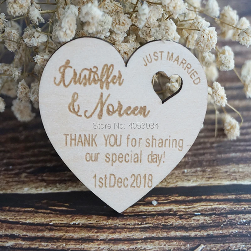 Thank You Wedding Favors, Wedding Favor Magnet, Bride, Groom, Gift, Save the Date, Gifts for guests, Wooden Heart