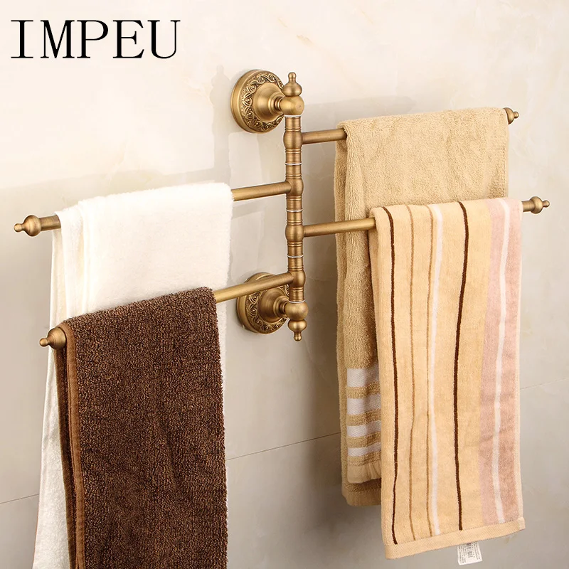 Multi Function Swivel Bar, 4 Bars for Bathroom / Closet / Hotel / Motel, Rotating Towel Bar, Solid Brass, Antique Bronze Color