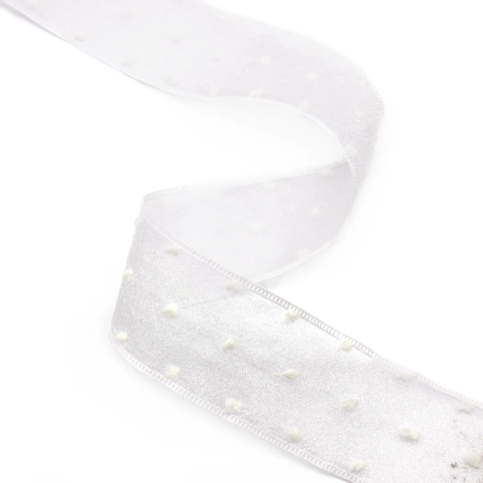 Dot Impresso Double Layer Organza Ribbon para embalagem e arco, materiais artesanais, acessórios DIY, decoração do casamento, 5 jardas, 40mm